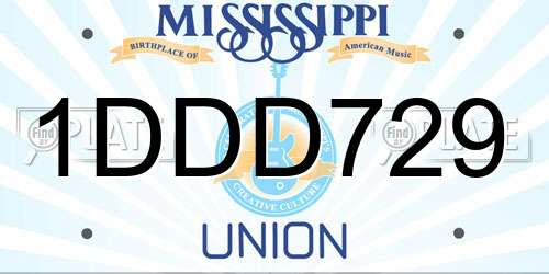 1DDD729 Mississippi License Plate