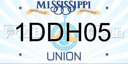 1DDH05 Mississippi License Plate