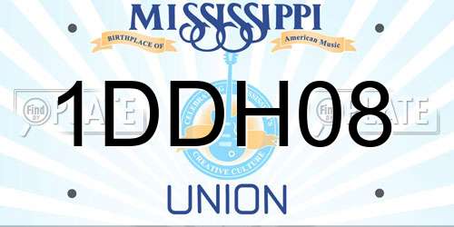 1DDH08 Mississippi License Plate