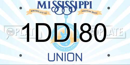 1DDI80 Mississippi License Plate