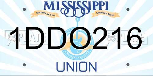 1DDO216 Mississippi License Plate