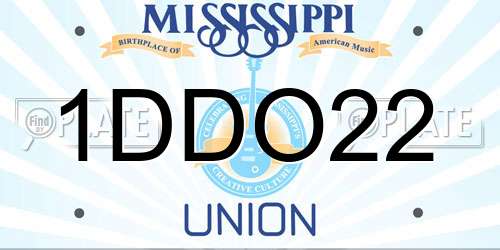 1DDO22 Mississippi License Plate