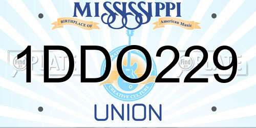 1DDO229 Mississippi License Plate