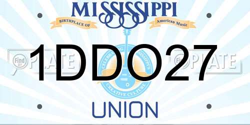 1DDO27 Mississippi License Plate
