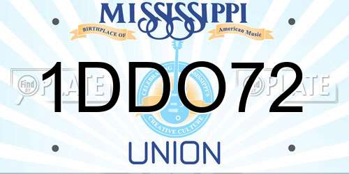 1DDO72 Mississippi License Plate