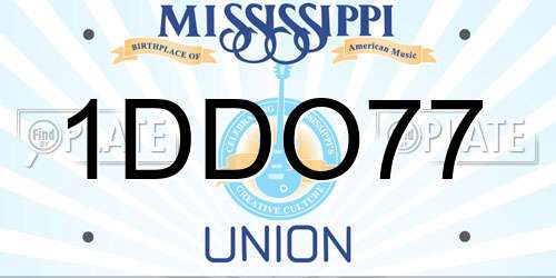 1DDO77 Mississippi License Plate