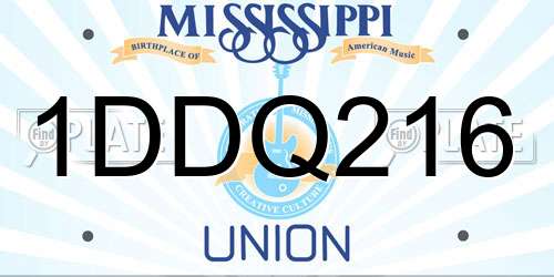 1DDQ216 Mississippi License Plate