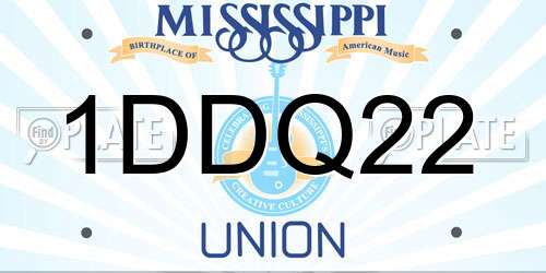 1DDQ22 Mississippi License Plate