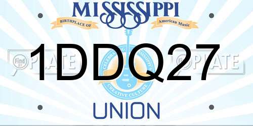 1DDQ27 Mississippi License Plate
