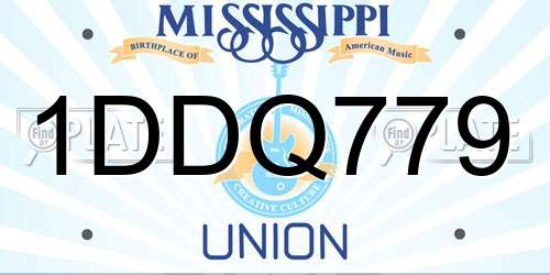 1DDQ779 Mississippi License Plate