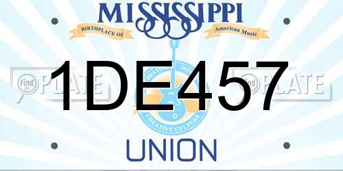 1DE457 Mississippi License Plate