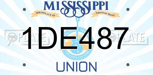 1DE487 Mississippi License Plate