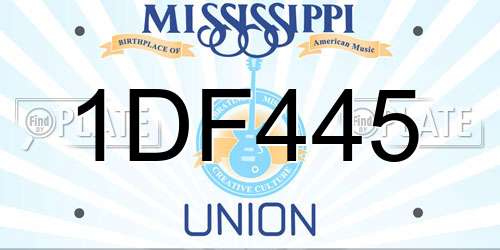 1DF445 Mississippi License Plate