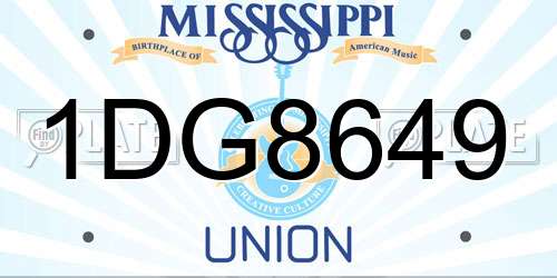 1DG8649 Mississippi License Plate