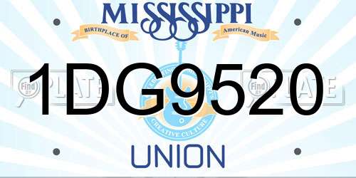 1DG9520 Mississippi License Plate