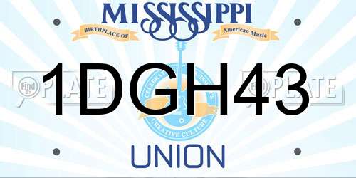 1DGH43 Mississippi License Plate