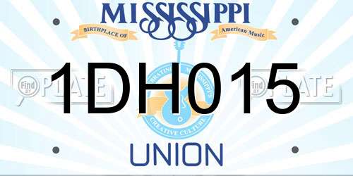 1DH015 Mississippi License Plate