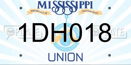 1DH018 Mississippi License Plate