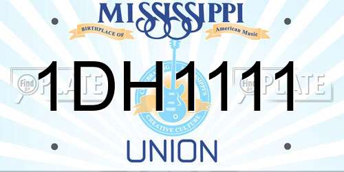 1DH1111 Mississippi License Plate