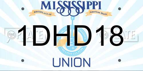 1DHD18 Mississippi License Plate