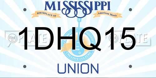 1DHQ15 Mississippi License Plate