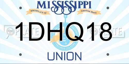 1DHQ18 Mississippi License Plate