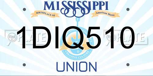 1DIQ510 Mississippi License Plate