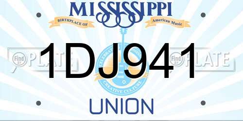 1DJ941 Mississippi License Plate