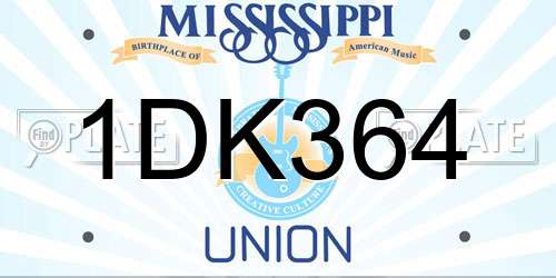 1DK364 Mississippi License Plate