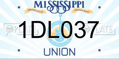 1DL037 Mississippi License Plate