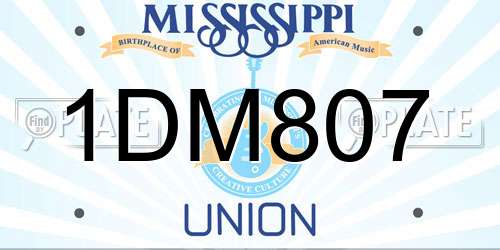 1DM807 Mississippi License Plate
