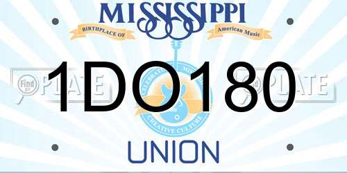 1DO180 Mississippi License Plate