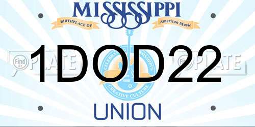 1DOD22 Mississippi License Plate