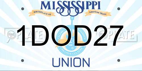 1DOD27 Mississippi License Plate