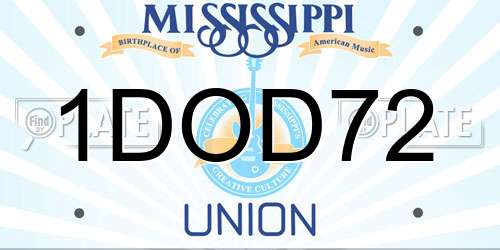 1DOD72 Mississippi License Plate