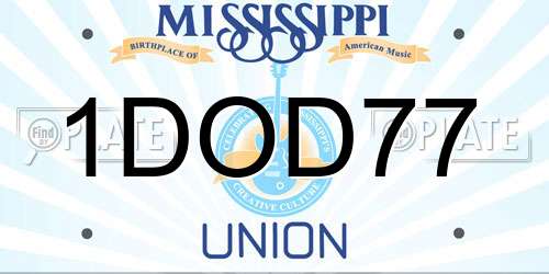 1DOD77 Mississippi License Plate