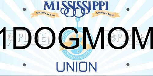 1DOGMOM Mississippi License Plate