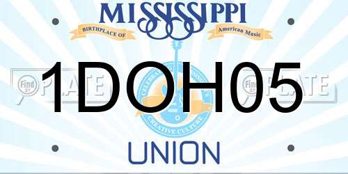 1DOH05 Mississippi License Plate