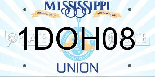 1DOH08 Mississippi License Plate