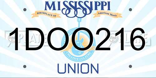 1DOO216 Mississippi License Plate