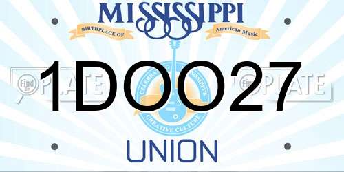 1DOO27 Mississippi License Plate