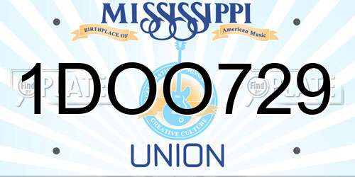 1DOO729 Mississippi License Plate