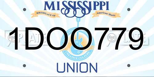 1DOO779 Mississippi License Plate