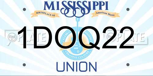 1DOQ22 Mississippi License Plate