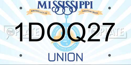 1DOQ27 Mississippi License Plate