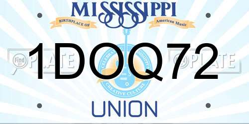 1DOQ72 Mississippi License Plate