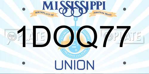 1DOQ77 Mississippi License Plate
