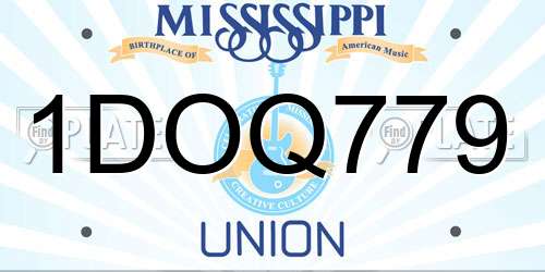 1DOQ779 Mississippi License Plate
