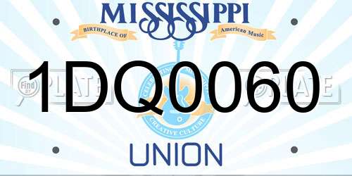 1DQ0060 Mississippi License Plate
