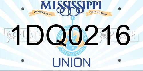 1DQ0216 Mississippi License Plate